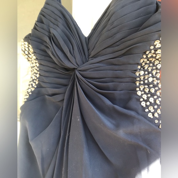 Navy Blue Cut Out Formal Gown - Picture 4 of 5